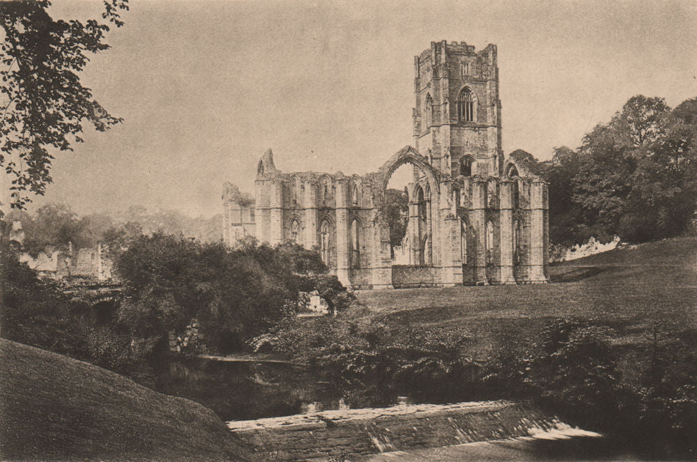 YORKSHIRE. Fountains Abbey 1893 old antique vintage print picture